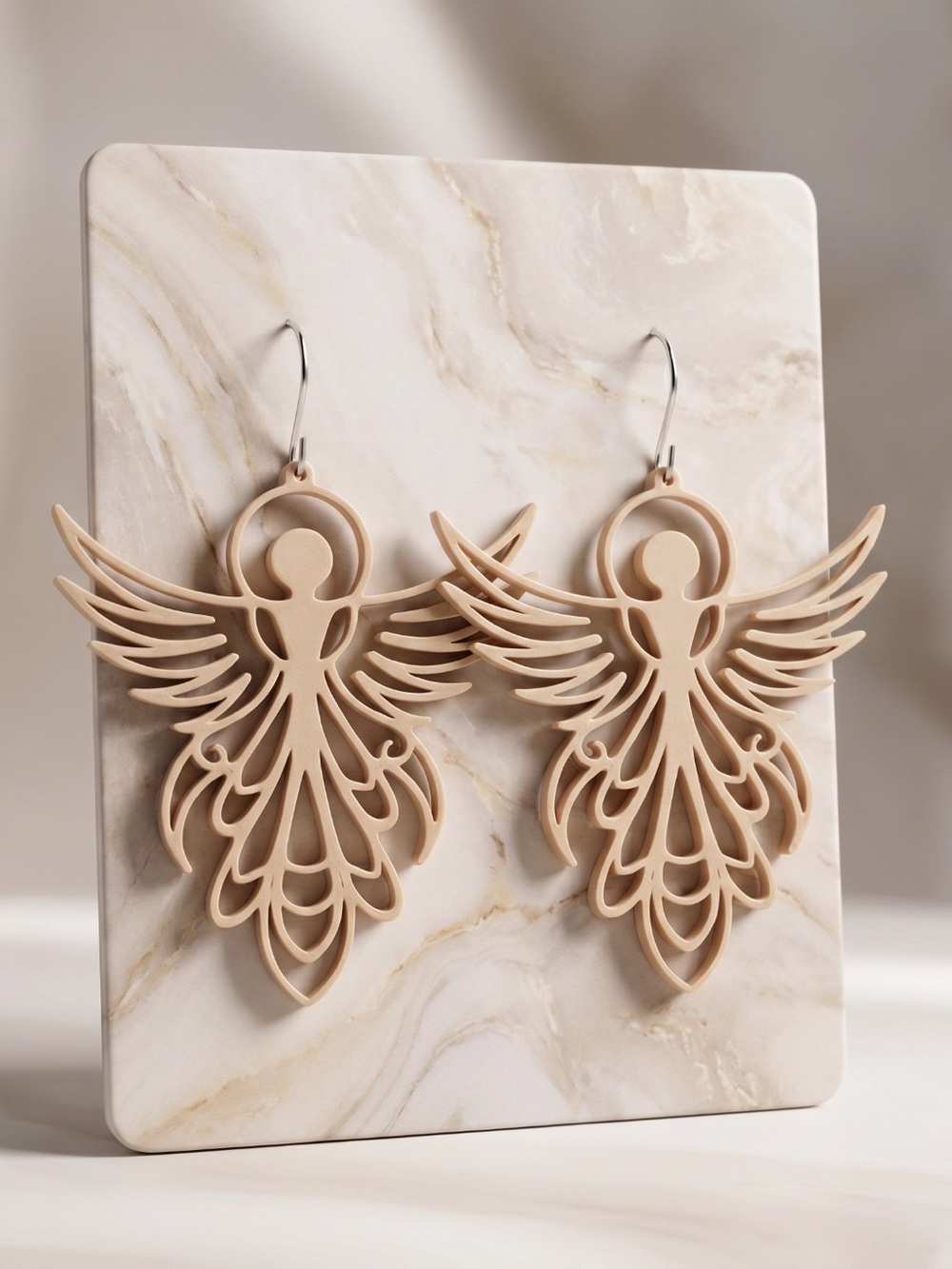 Beautiful Beige Angel Earrings